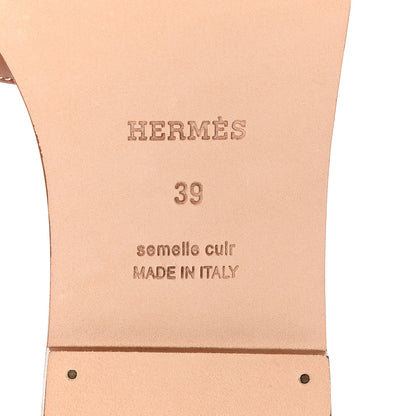 Hermes Box Calfskin Oran Sandals 39 Gold 6 of 9