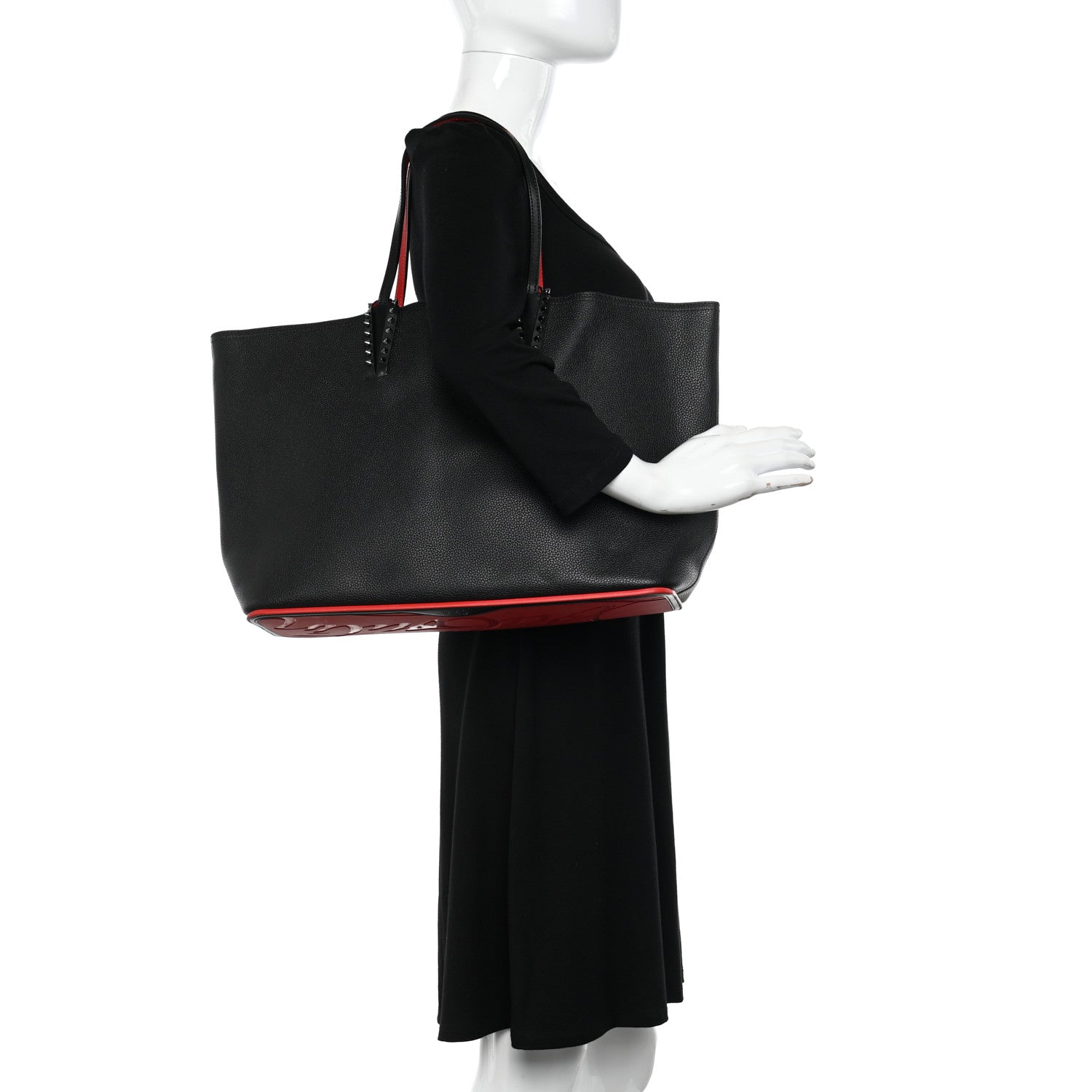 Christian Louboutin Calfskin Spikes East West Cabata Tote Black 2 of 12