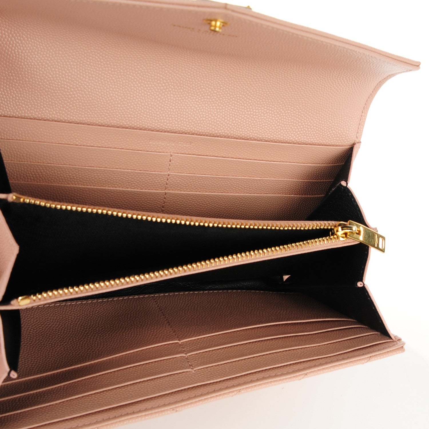 Saint Laurent Grain De Poudre Matelasse Chevron Monogram Wallet Pale Blush 5 of 8