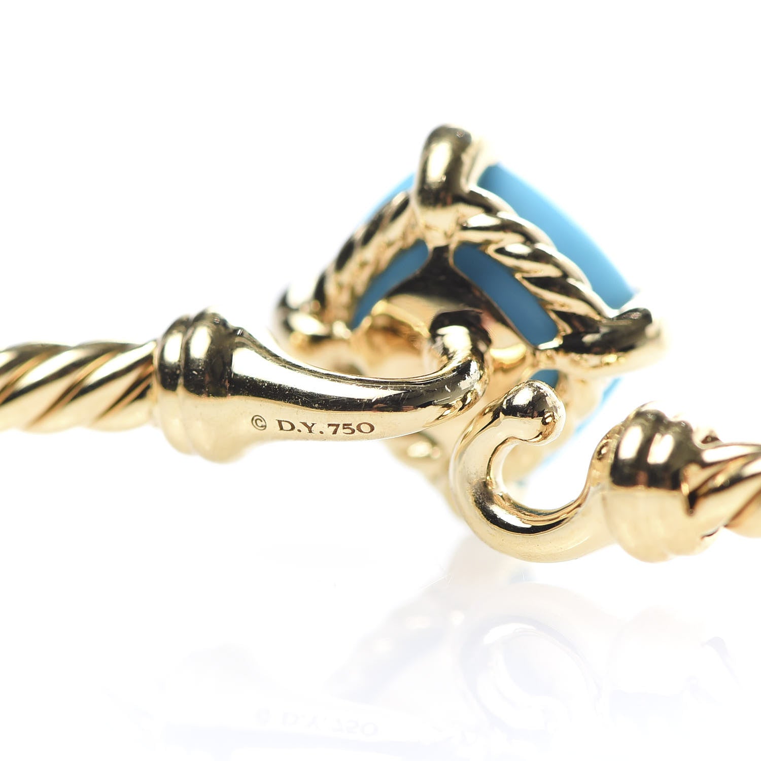 David Yurman 18K Yellow Gold Diamond Turquoise Chatelaine Bracelet 4 of 4