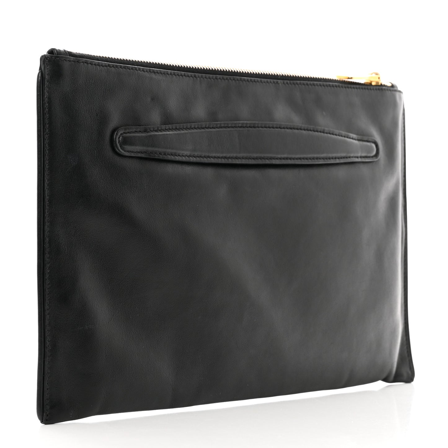 Soft Calf Studded Zip Pouch Black