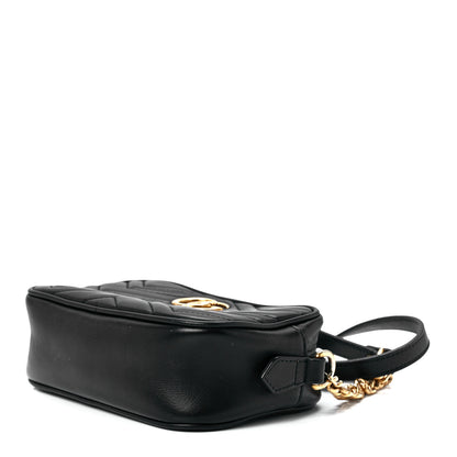 Gucci Calfskin Matelasse Mini GG Marmont Chain Shoulder Bag Black 11 of 13