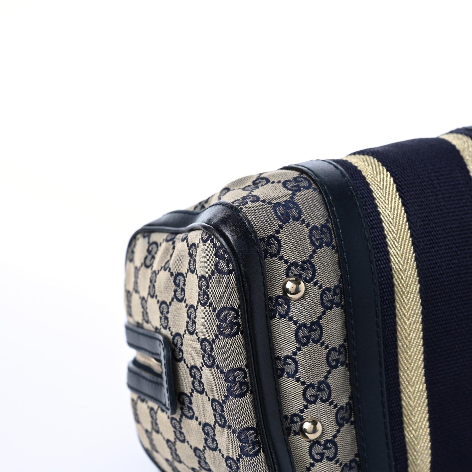 Gucci Monogram Vintage Web Small Boston Navy 6 of 10