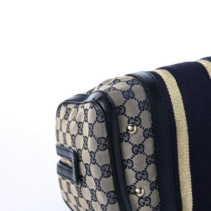 Gucci Monogram Vintage Web Small Boston Navy 6 of 10