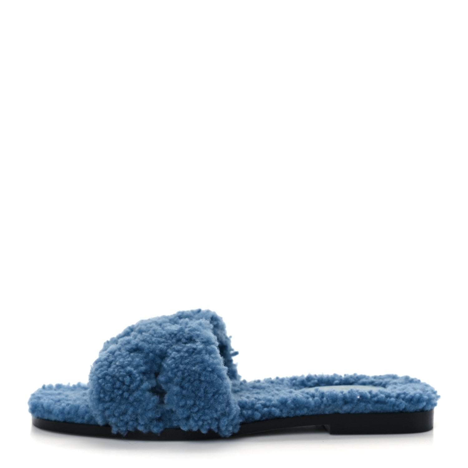Hermes Woolskin Oran Sandals 37.5 Bleu 1 of 8