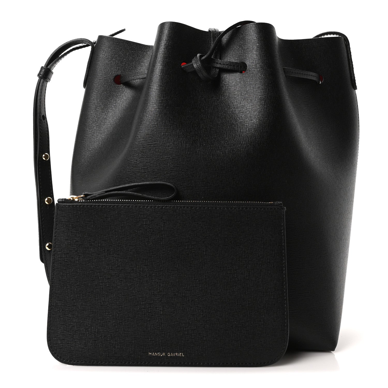 Mansur Gavriel Saffiano Bucket Bag Black Flamma 3 of 11