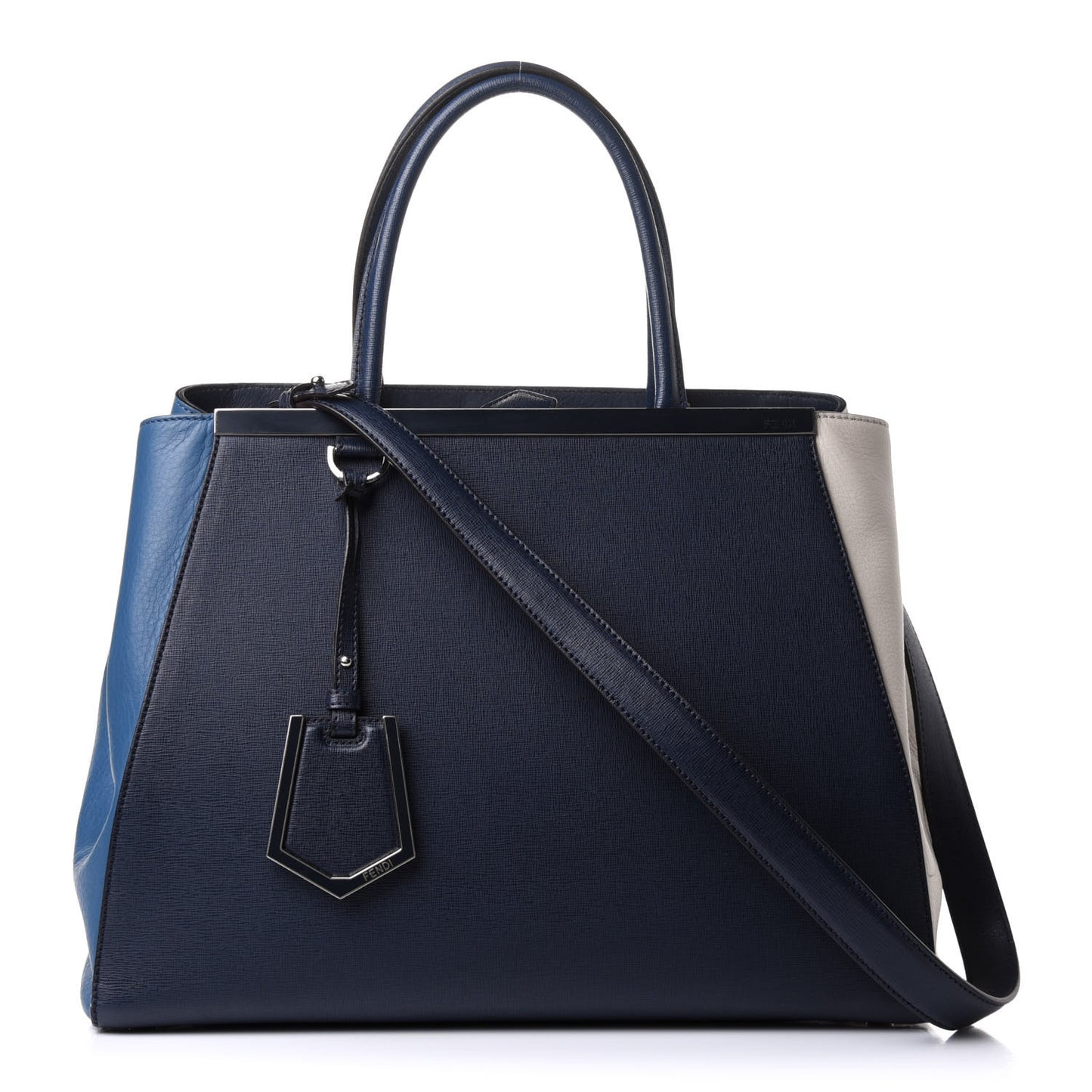 Vitello Elite Colorblock Regular 2Jours Tote Blackboard Cobalto White