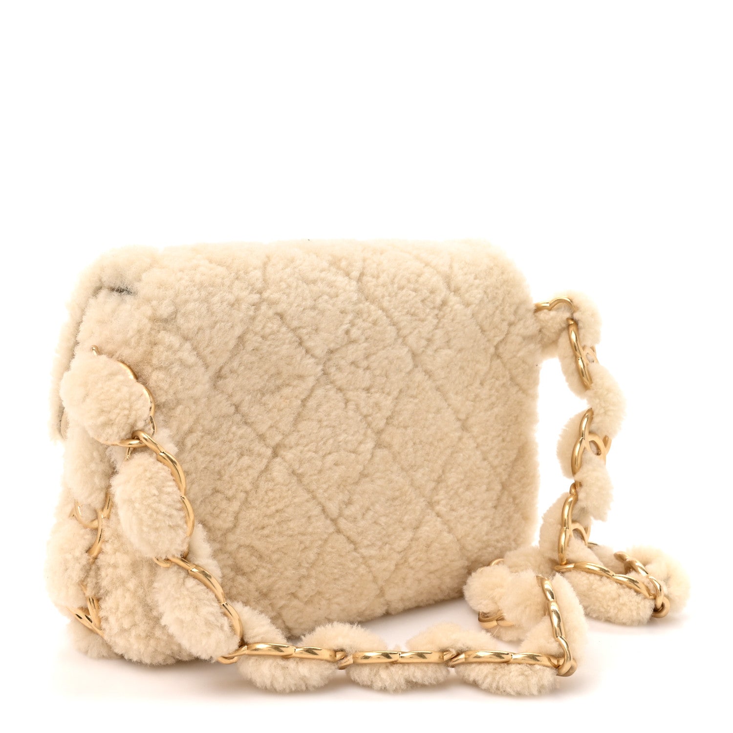 Chanel Shearling Lambskin Quilted Small CC Chain Flap Ecru 2 of 9
