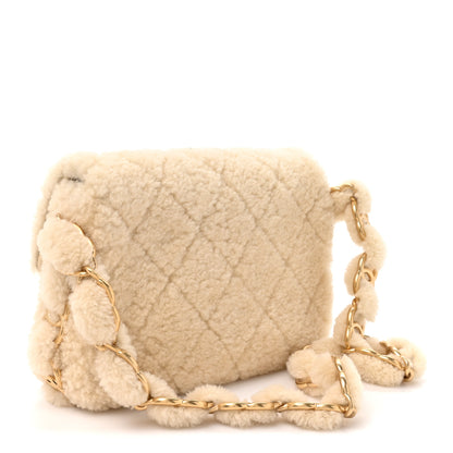 Chanel Shearling Lambskin Quilted Small CC Chain Flap Ecru 2 of 9