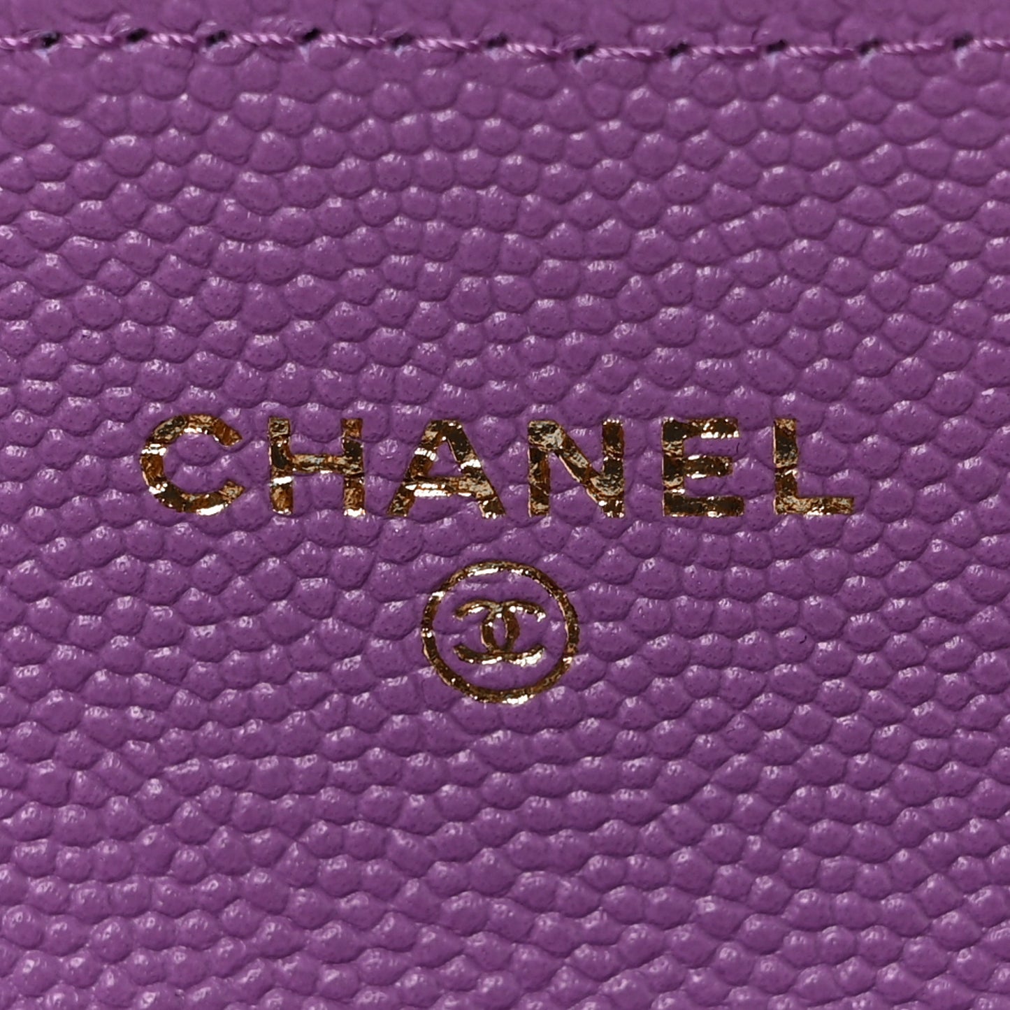 Caviar Quilted Flap Card Holder Wallet Purple