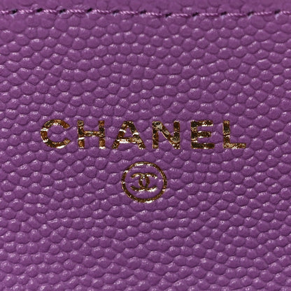 Chanel Caviar Quilted Flap Card Holder Wallet Purple 6 of 11