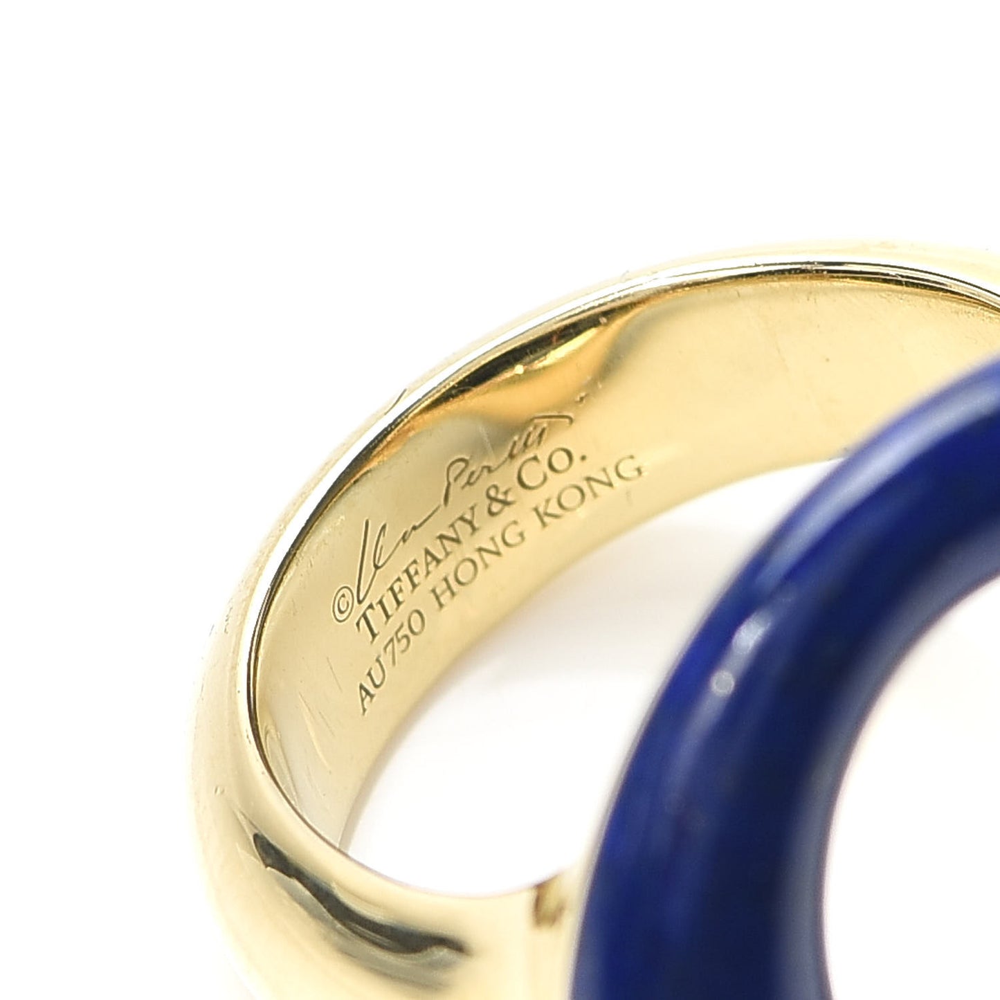 18K Yellow Gold Lapis Lazuli Elsa Peretti Sevillana Ring 54 6.75