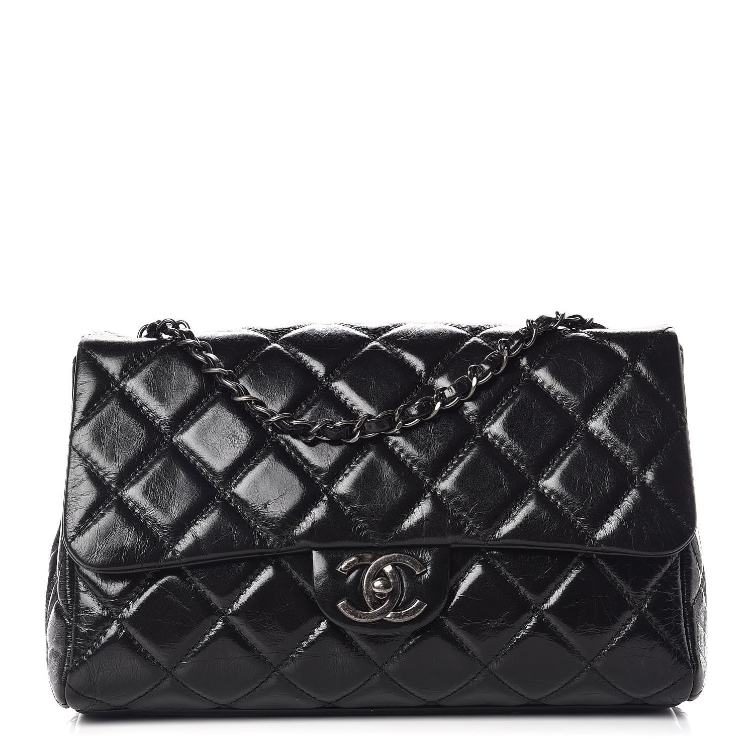 Chanel Glazed Calfskin Quilted Large Coco Soft Flap Black 1 of 12