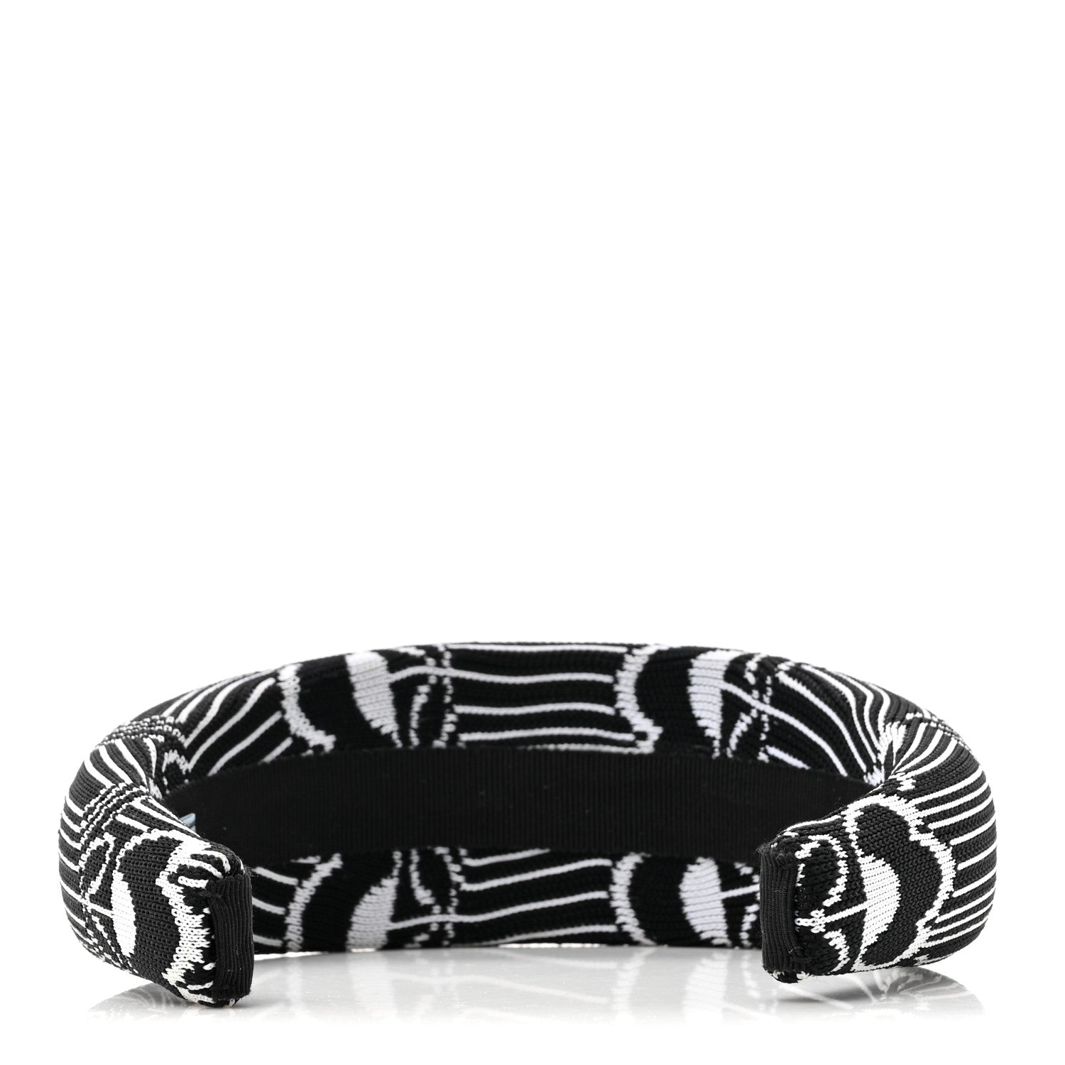 Prada Maglia Jacquard Metal Triangle Logo Headband Black White 3 of 4