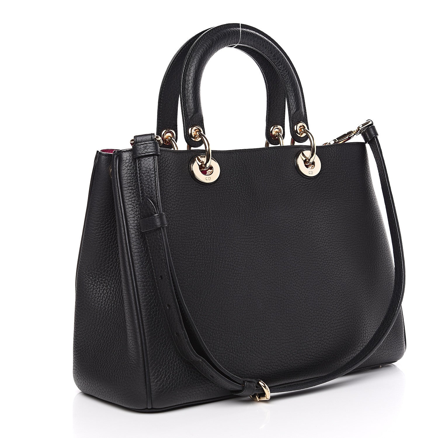 Christian Dior Bullcalf Medium Diorissimo Tote Black Rose Indien 2 of 10