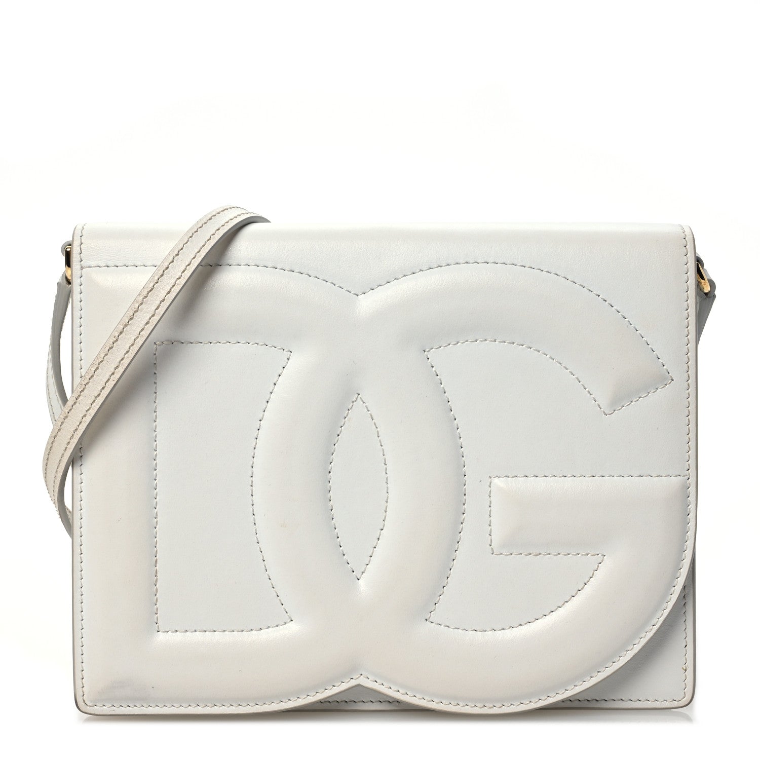 Dolce & Gabbana Calfskin DG Logo Flap Crossbody Bag White 1 of 14