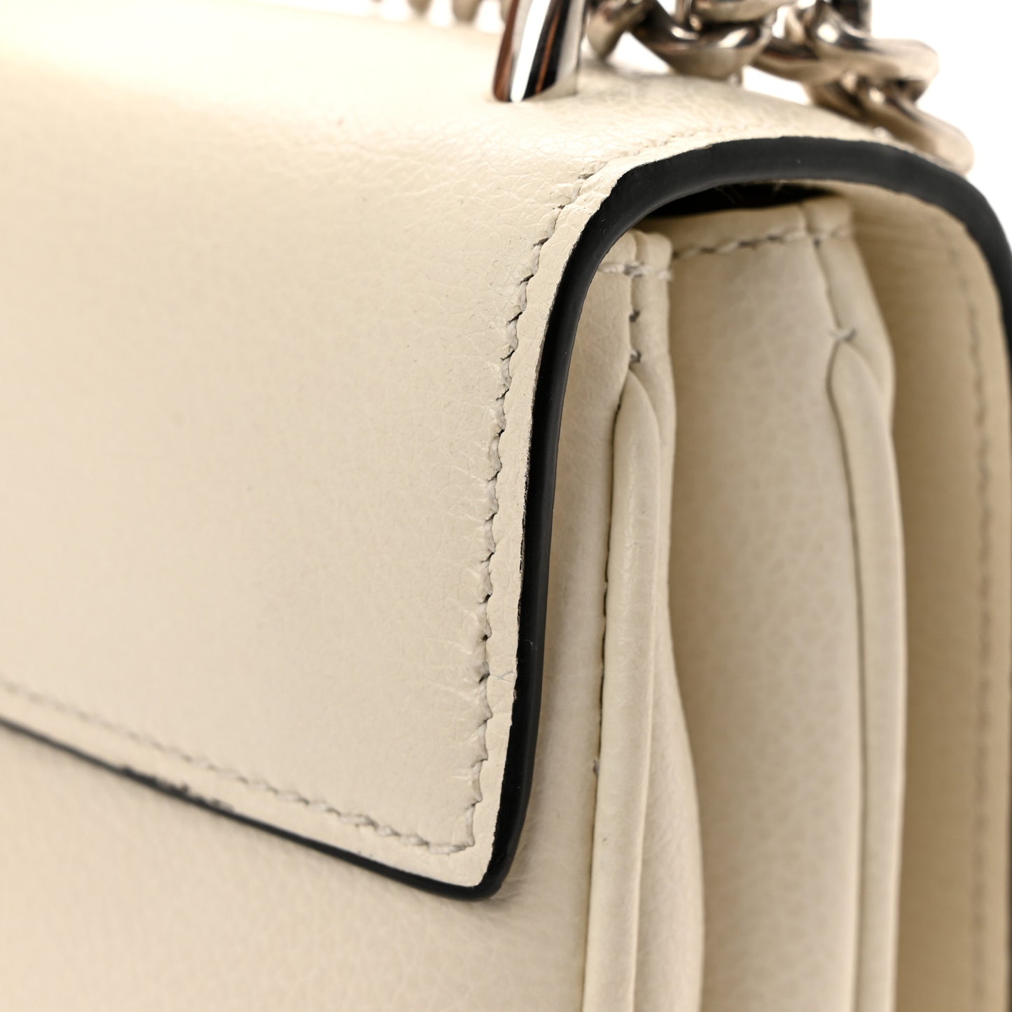 Glace Calfskin Chain Crossbody Bag White