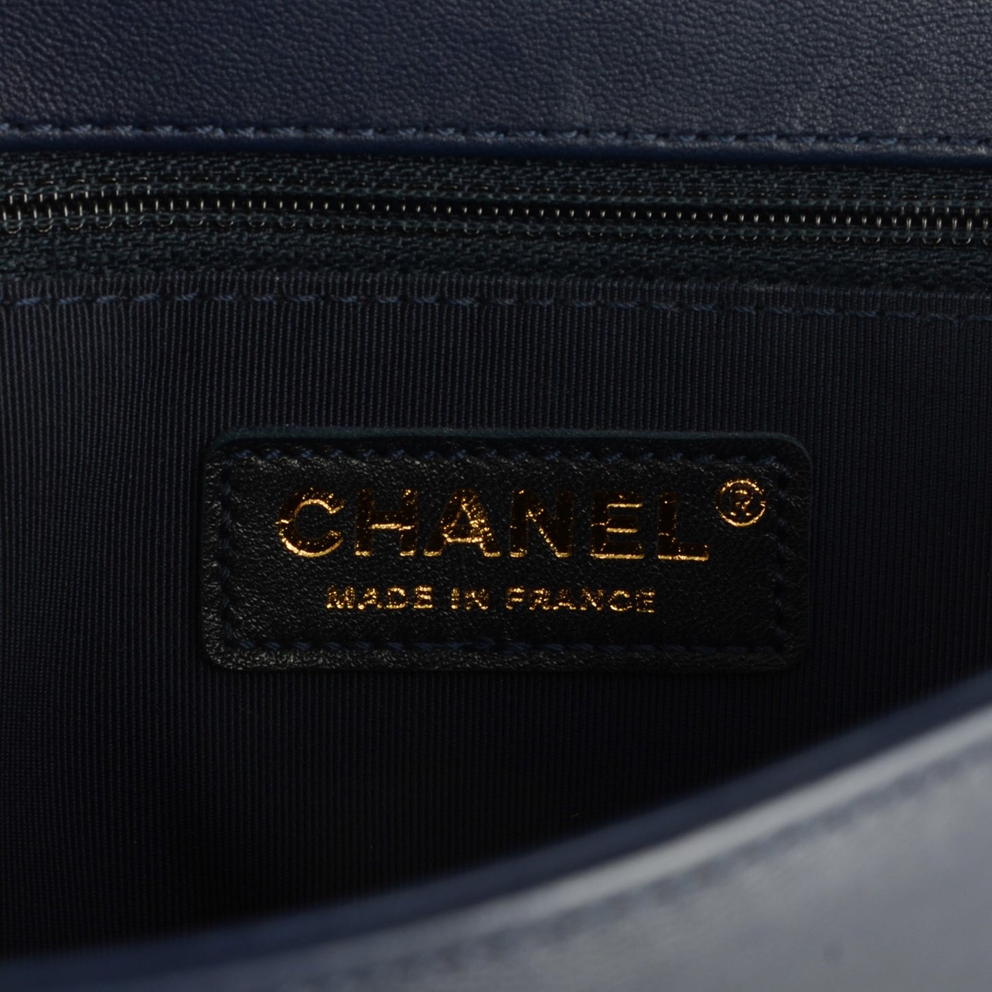 Lambskin Quilted Large Boy Flap Navy