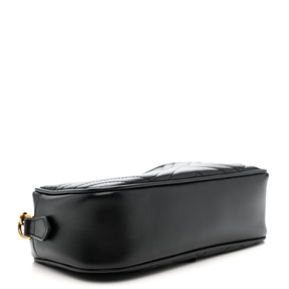 Gucci Calfskin Matelasse Small GG Marmont Chain Shoulder Bag Black 3 of 10