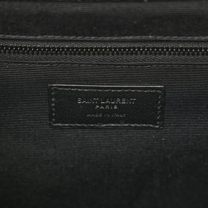 Saint Laurent Grain De Poudre Textured Mixed Matelasse Large Triquilt Monogram Monochrome Satchel Black 6 of 10