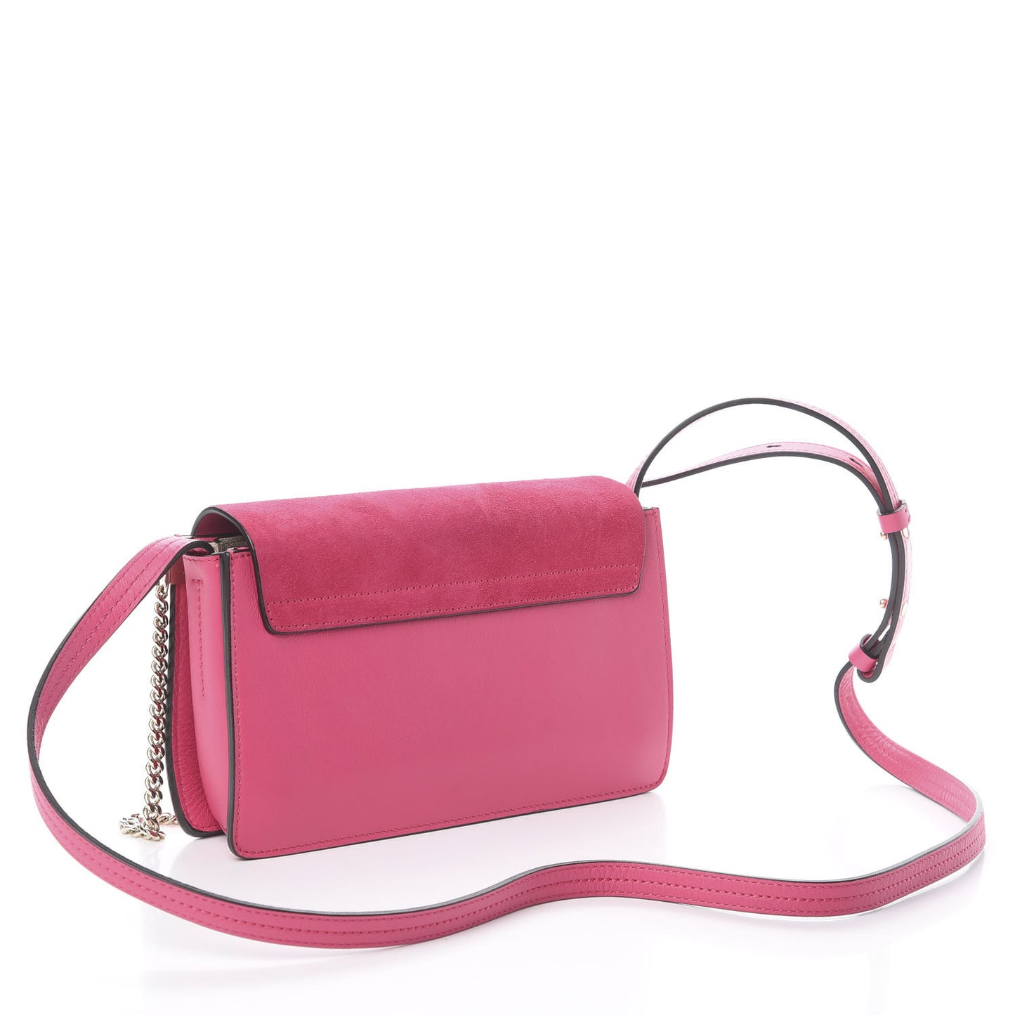 Suede Calfskin Small Faye Shoulder Bag Fuchsia Rose