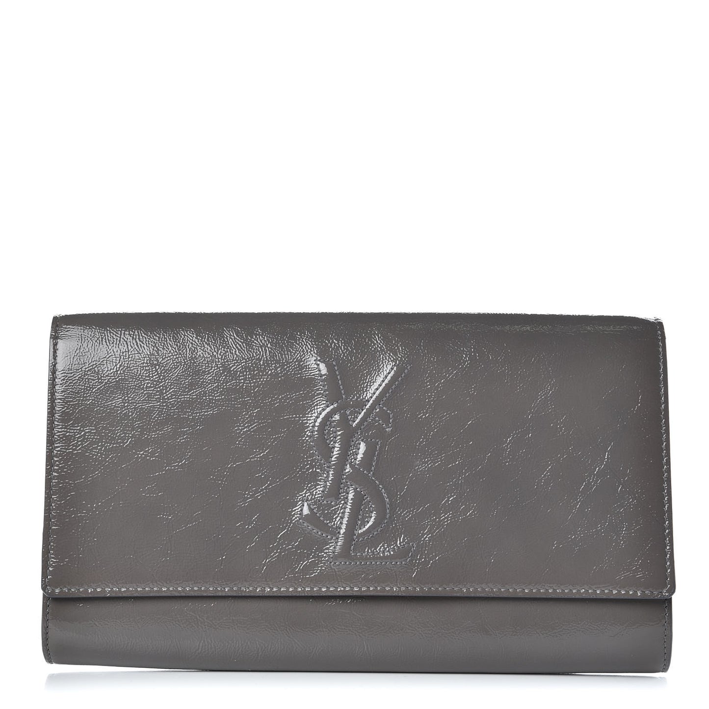 Textured Patent Monogram Large Belle de Jour Clutch Grey