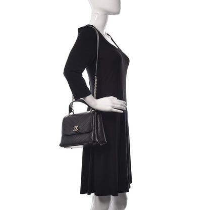 Chanel Grained Calfskin Small Chevron Chic Top Handle Flap Black 2 of 11