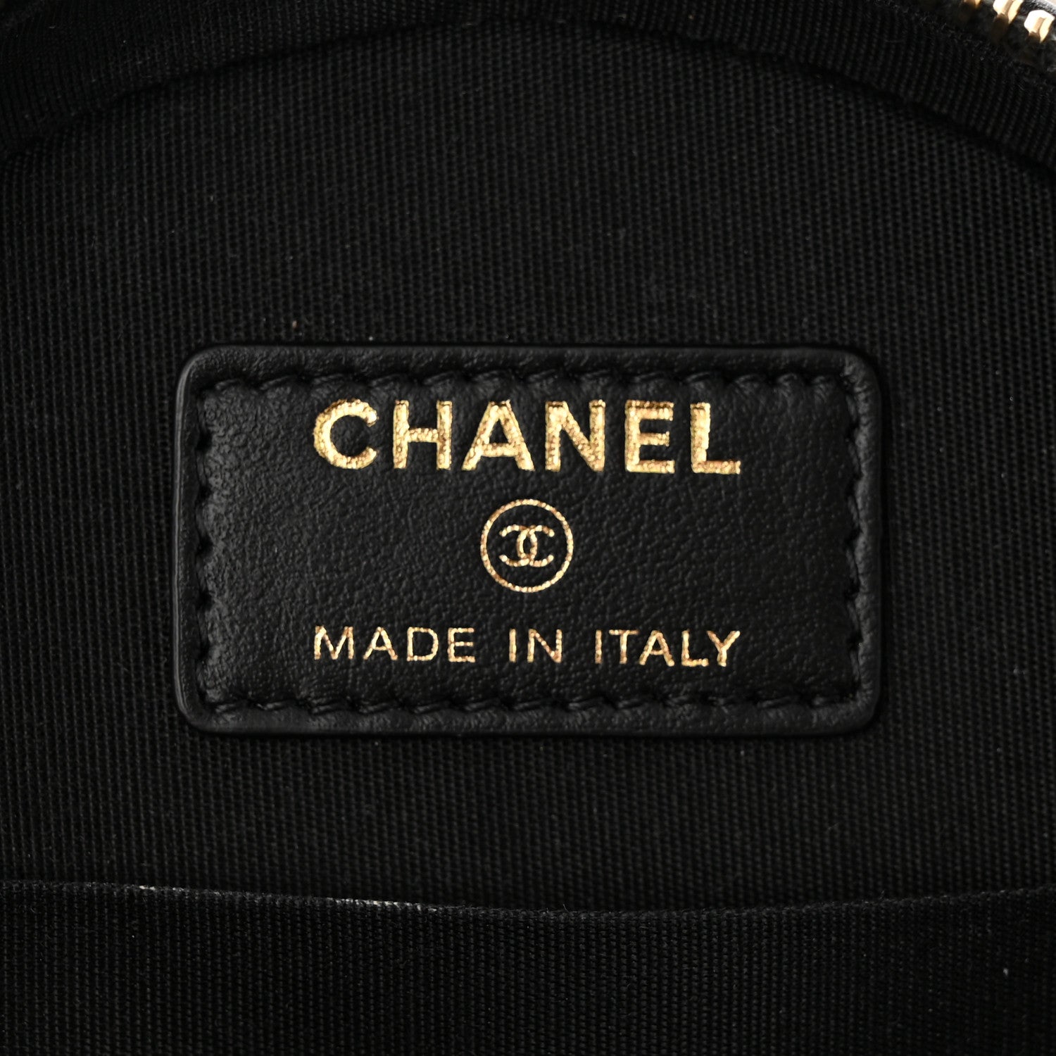 Chanel Calfskin Quilted Pearl Round Clutch With Chain Black 6 of 10
