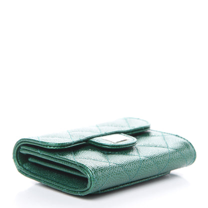 Chanel Metallic Caviar Quilted Card Holder Wallet Green 4 of 9