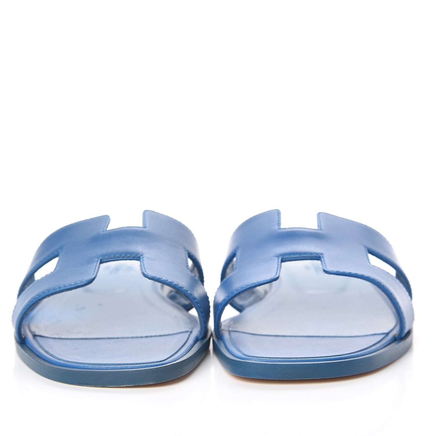 Hermes Calfskin Oran Sandals 37 Bleu De Chine 2 of 11