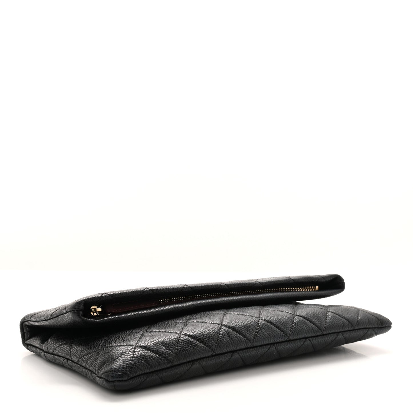 Caviar Quilted CC Beauty Clutch Black