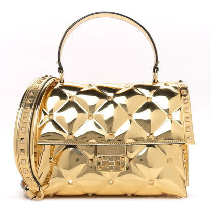 Valentino Garavani Metallic PVC Candystud Top Handle Bag Gold 1 of 8