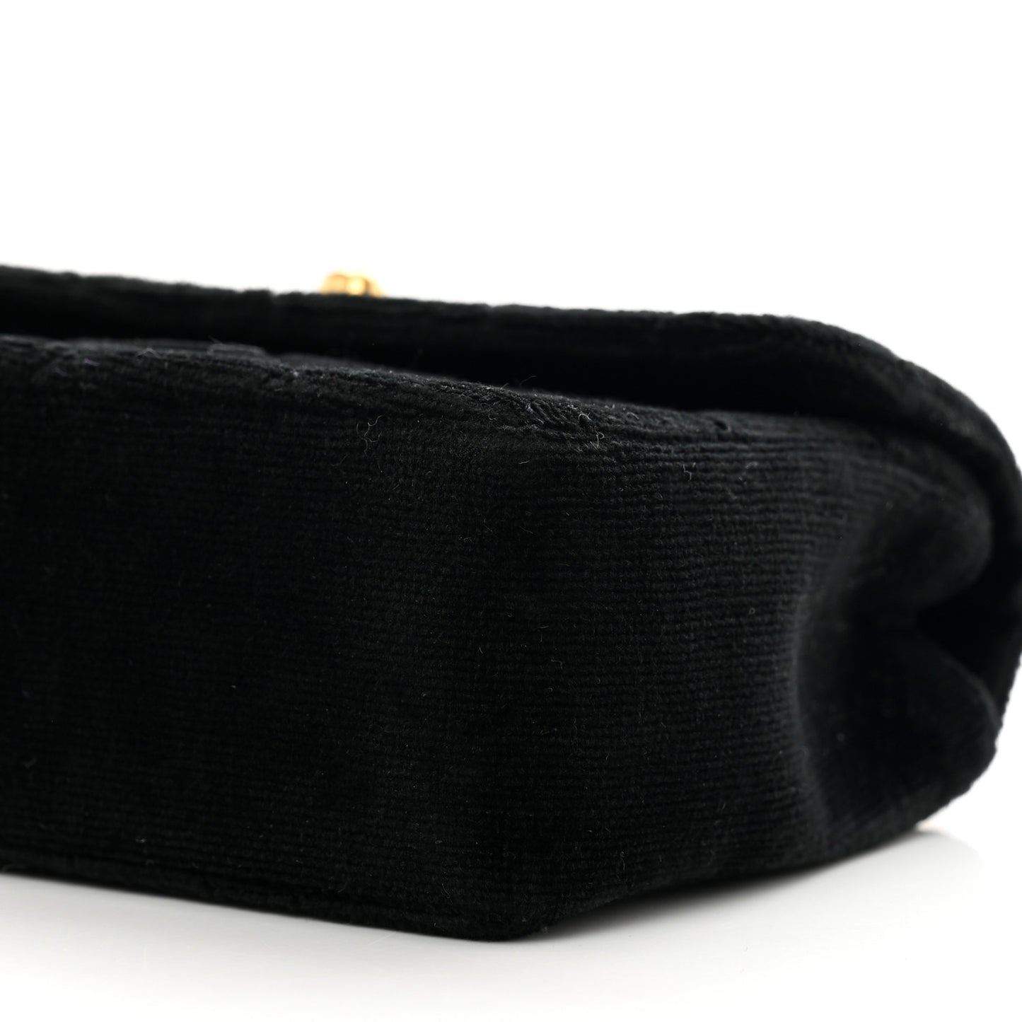 Velvet Quilted Extra Mini Rectangular Flap Black