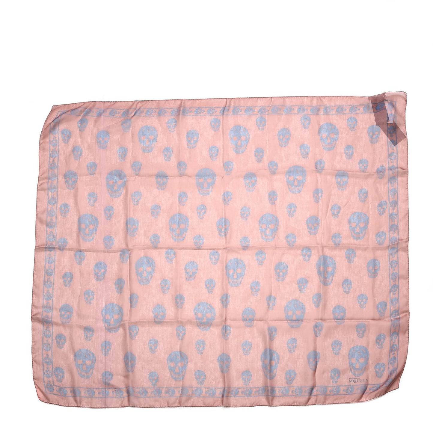 Silk Chiffon Skull Scarf Coral Blue