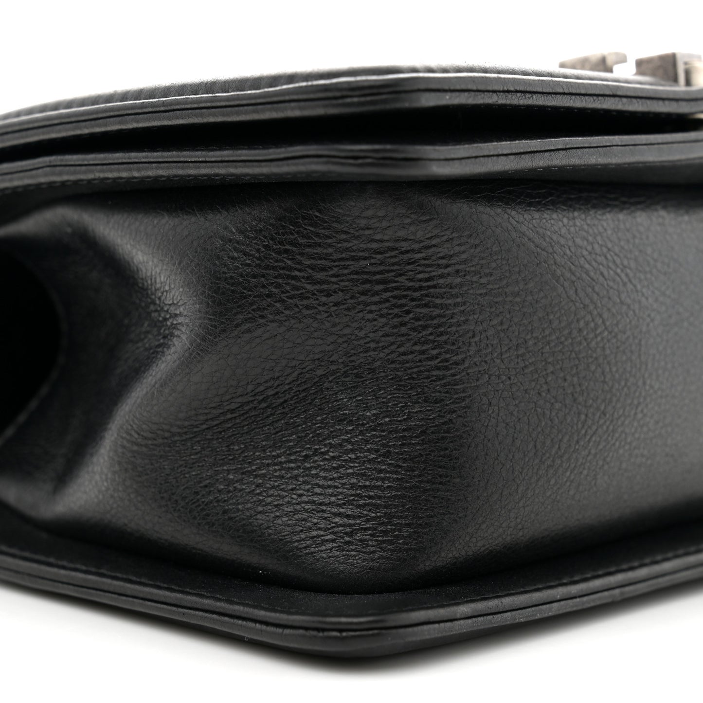 Calfskin Quilted Small Boy Flap Black