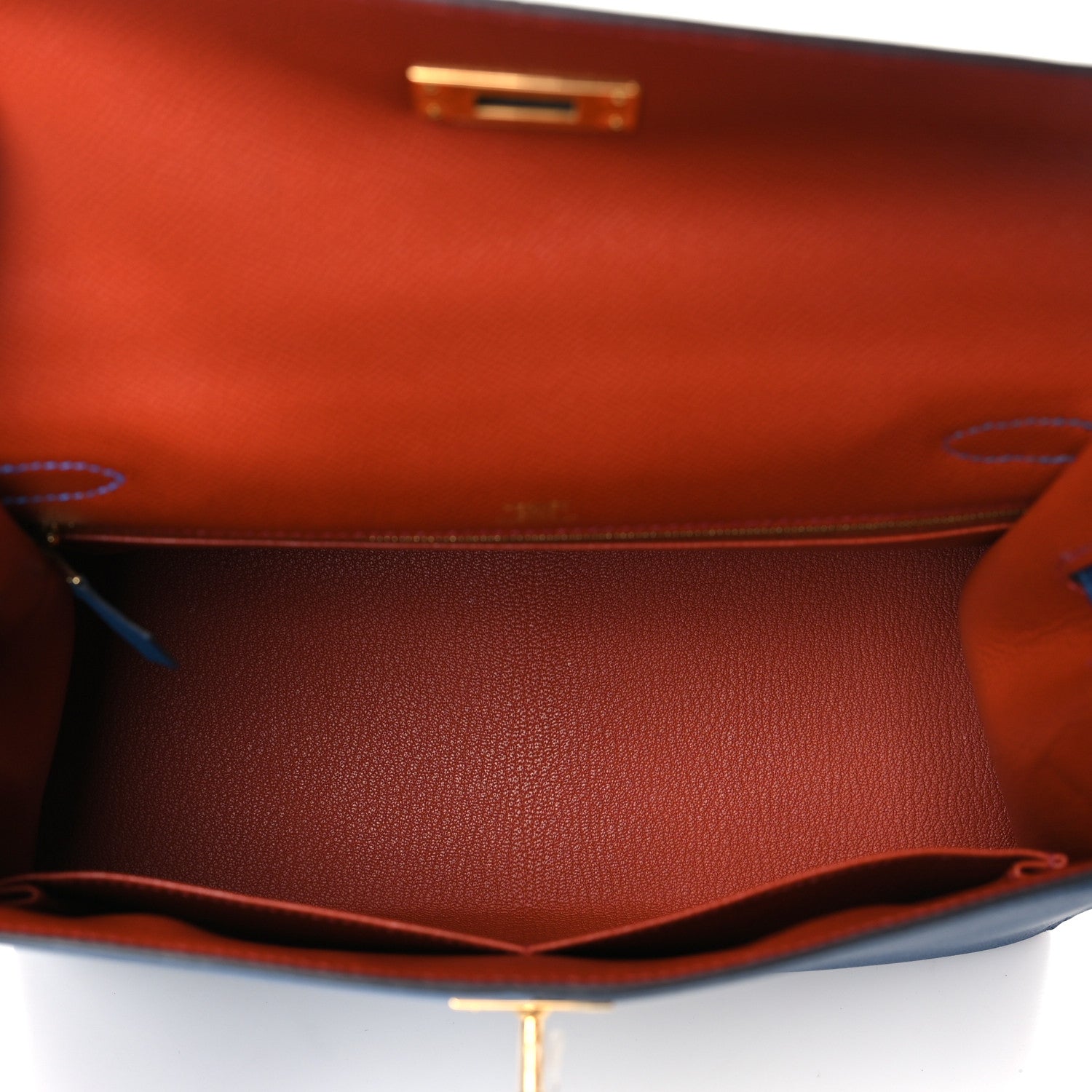 Hermes Epsom Casaque Kelly Sellier 28 Deep Bleu Mykonos Brique 5 of 11