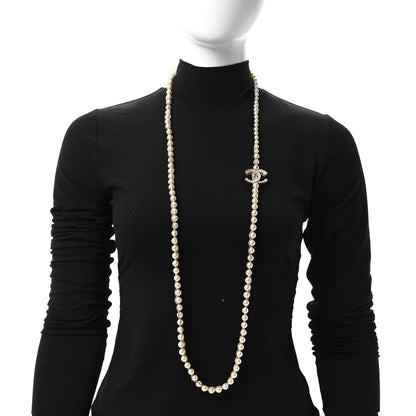 Chanel Metal Pearl Chain CC Long Necklace Gold 2 of 5