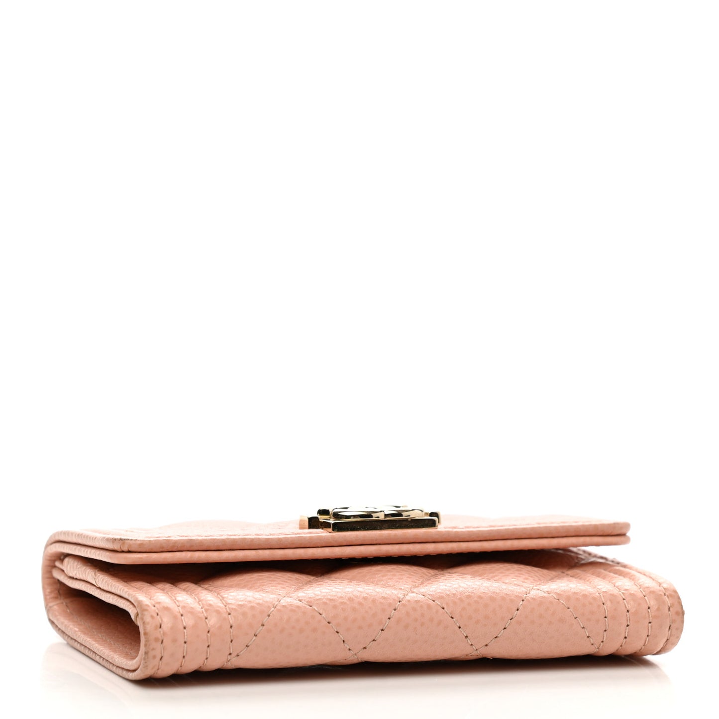 Caviar Quilted Boy Card Holder Wallet Light Pink