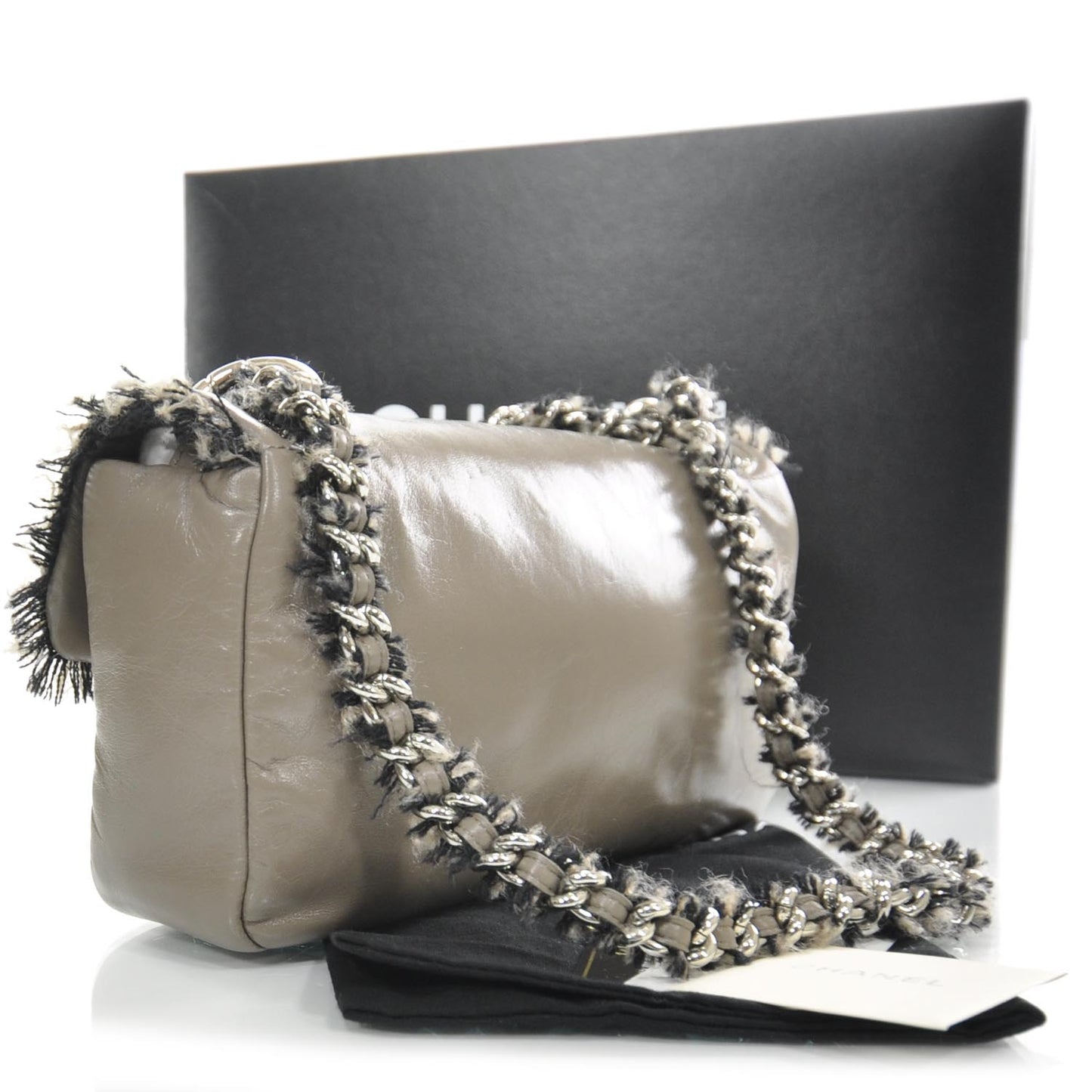 Lambskin Tweedy Flap Taupe