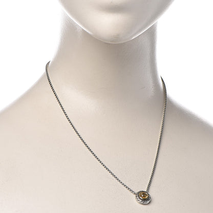 David Yurman Sterling Silver 18K Yellow Gold Citrine Cookie Necklace 2 of 6