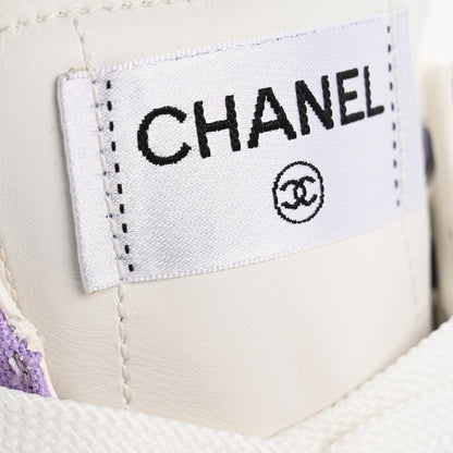 Chanel Cotton High Top Sneakers 38 Purple White 10 of 13