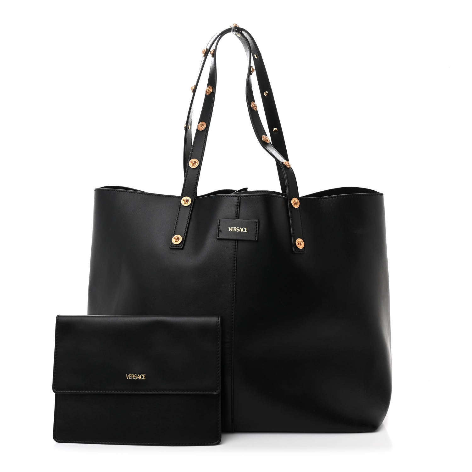 Versace Calfskin Palazzo Tote Black 3 of 13