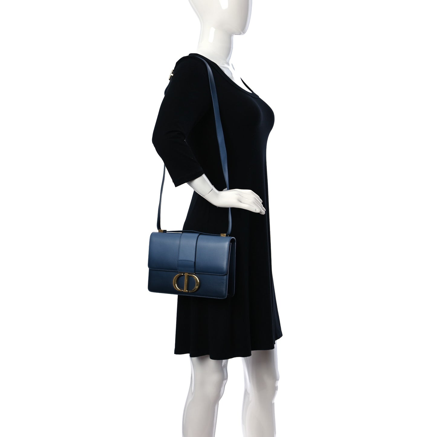 Smooth Calfskin Gradient 30 Montaigne Flap Bag Indigo Blue
