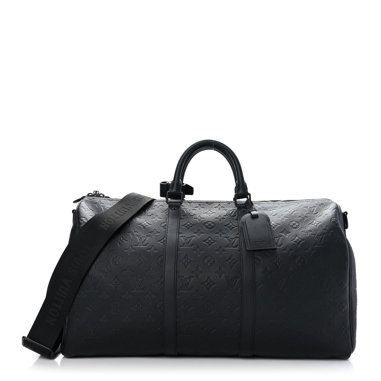 Calfskin Shadow Monogram Keepall Bandouliere 50 Black