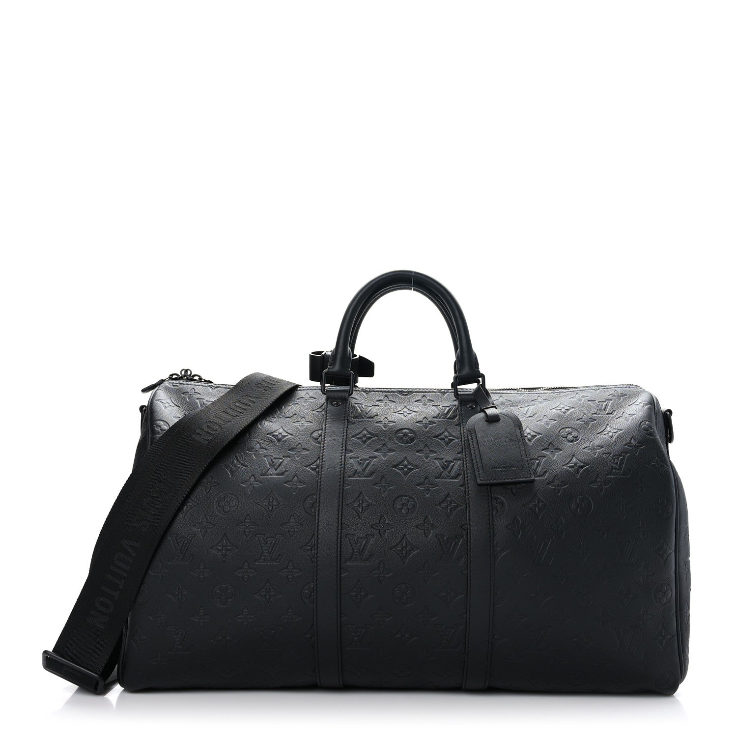 Louis Vuitton Calfskin Shadow Monogram Keepall Bandouliere 50 Black 1 of 9