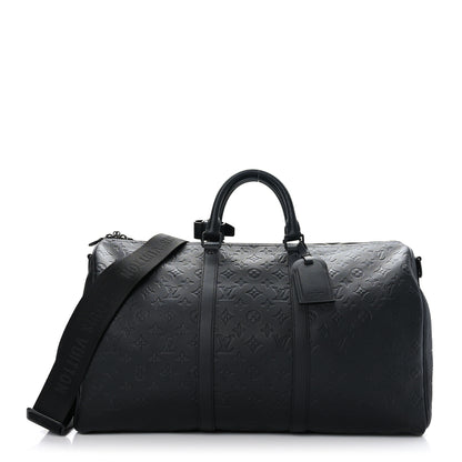 Louis Vuitton Calfskin Shadow Monogram Keepall Bandouliere 50 Black 1 of 9