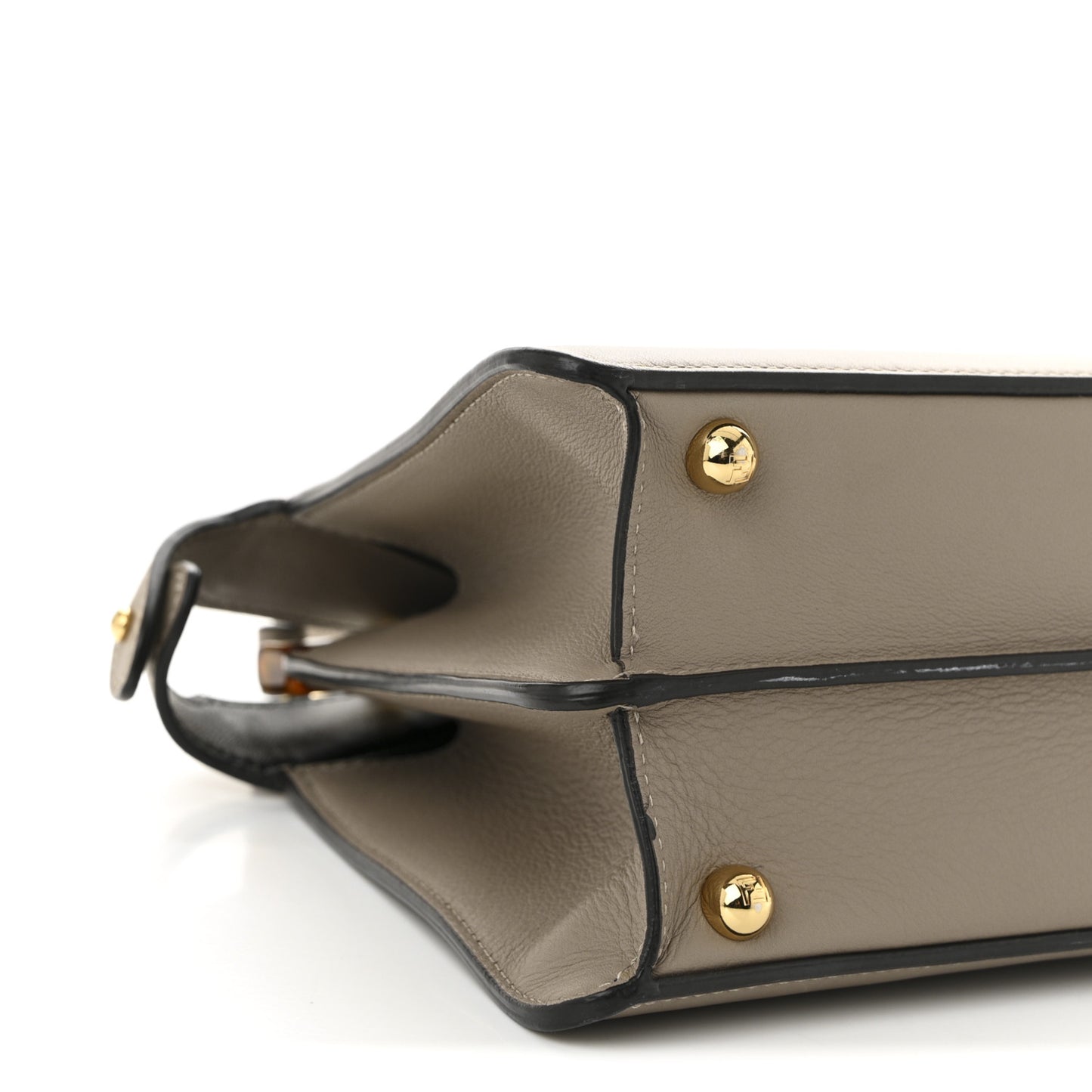 Vitello Seta Shiny Nappa Plexiglass Bi-Color Small Peekaboo I SEE U Satchel Tartaruga Black