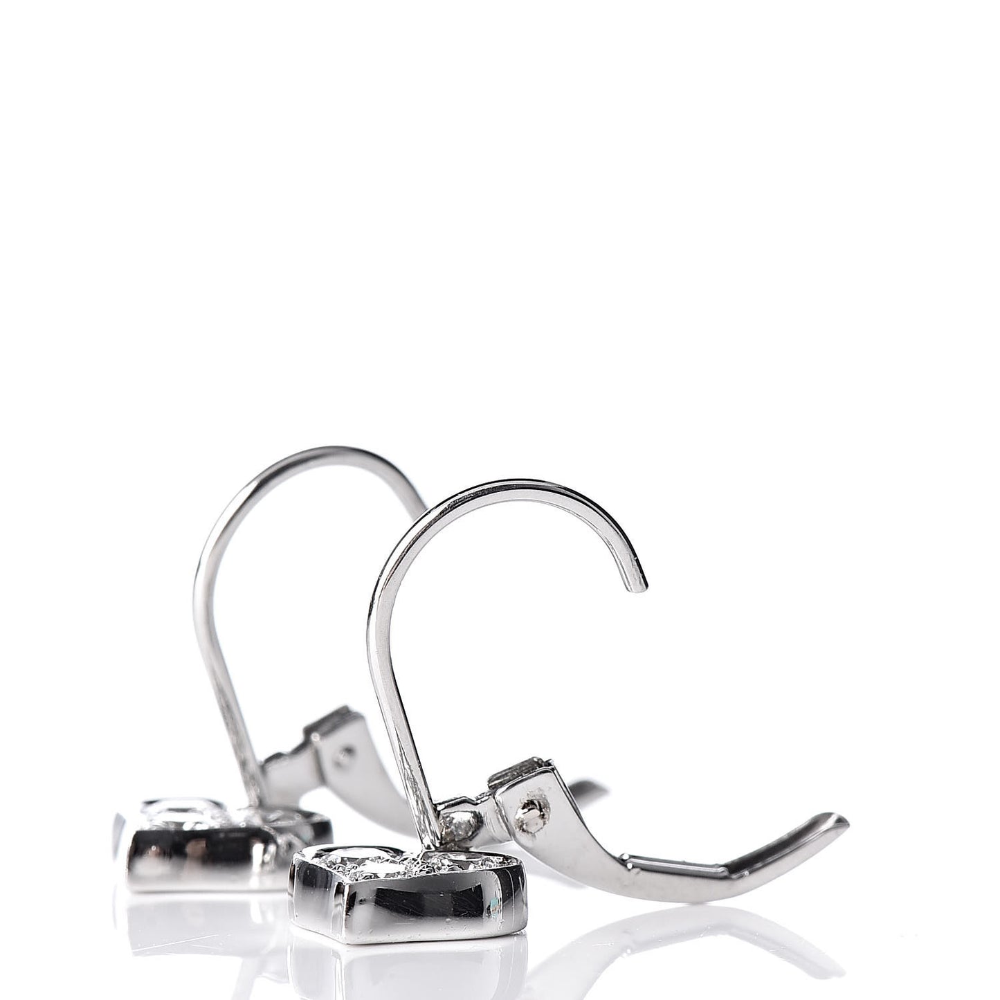 Platinum Diamond Heart Drop Earrings