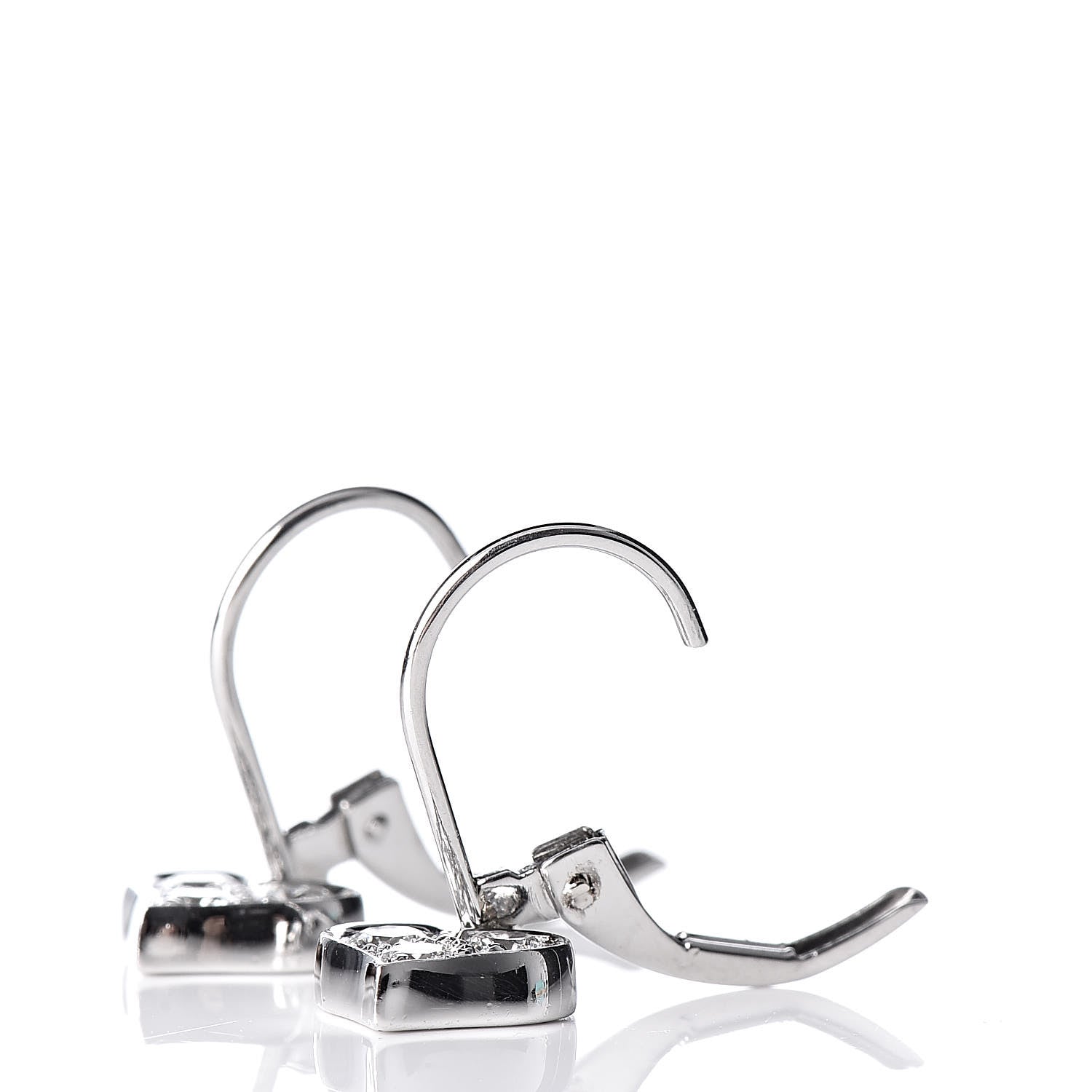 Tiffany Platinum Diamond Heart Drop Earrings 3 of 5