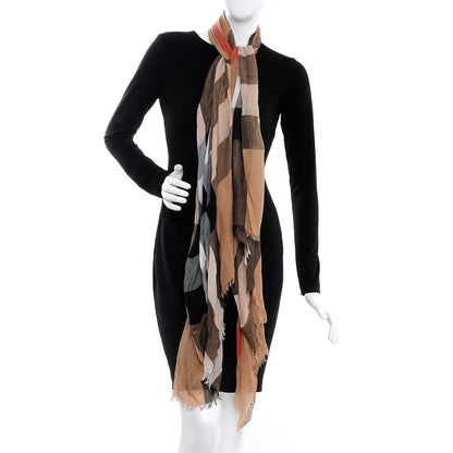 Burberry Linen Giant Check Lightweight Scarf Camel 2 of 4